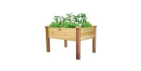 Elevated 2Ft x 4-Ft Cedar Wood Raised Garden Bed Planter Box - Unfinished