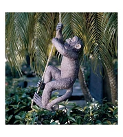 Outdoor Monkey Garden Statue Climbing Hemp Rope for Lawn and Patio Decor
