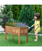 Wooden Raised Garden Bed Solid Wood Elevated Planter Box with Legs