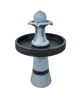 2-Tone Outdoor Water Fountain with Led Light and Electric Pump - Small Traditional Water Feature - 29.5" H