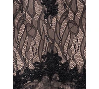 Blondie Nites Juniors' Lace Sweetheart-Neck Lace-Up-Back Gown