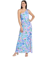 R & M Richards Women's Hardware-Trim One-Shoulder Maxi Dress