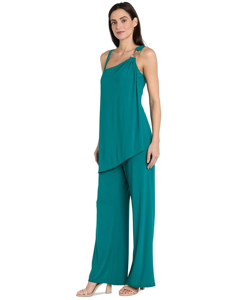 R & M Richards Women's Asymmetric Hardware-Trim Jumpsuit