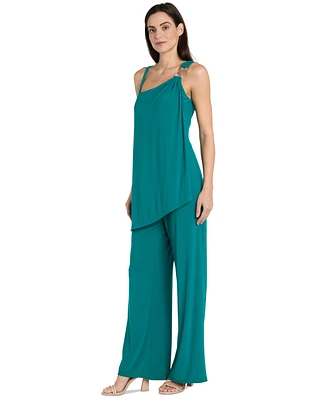 R & M Richards Women's Asymmetric Hardware-Trim Jumpsuit