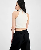 Bar Iii Women's Hardware Sleeveless Halter Top, Exclusively at Macy's