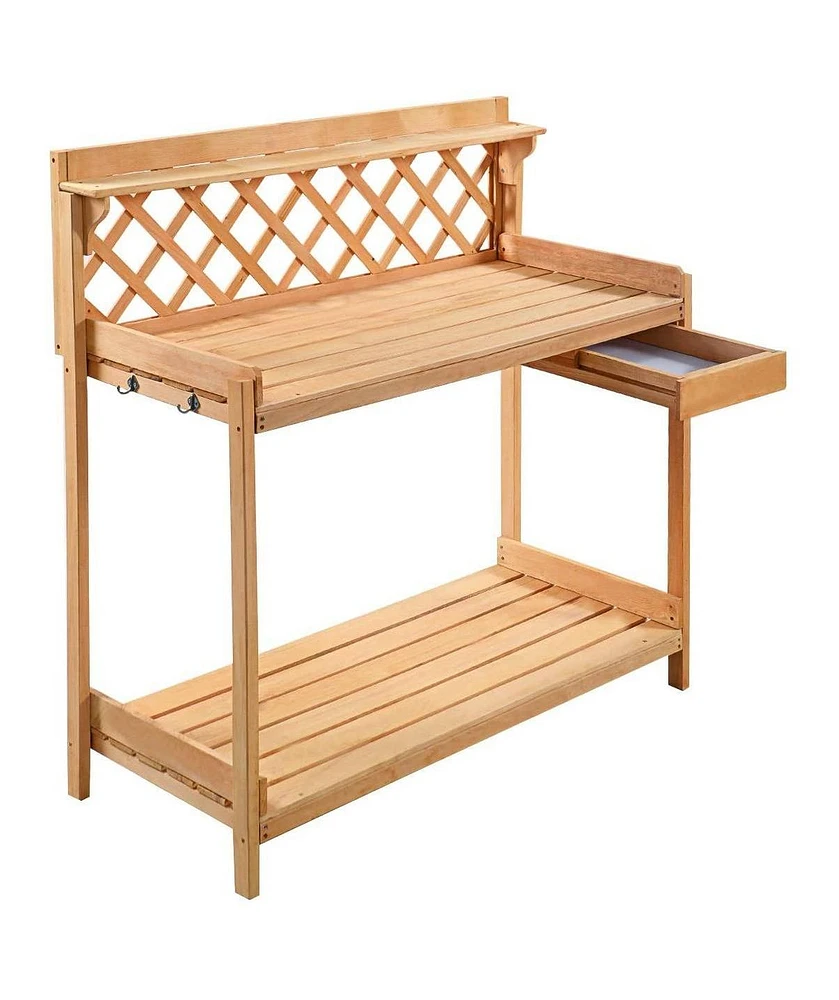 Garden Work Table Potting Bench with Storage for Outdoor Gardening
