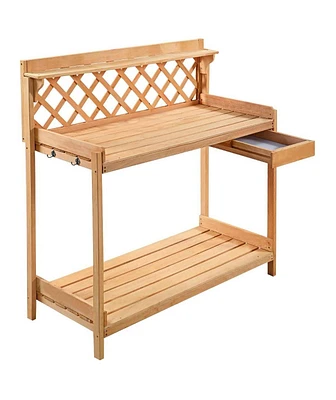 Garden Work Table Potting Bench with Storage for Outdoor Gardening