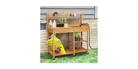 Outdoor Garden Wood Potting Bench Work Table with Sink