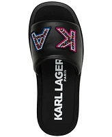 Karl Lagerfeld Paris Women's Opal Stone Platform Slide Flat Sandals