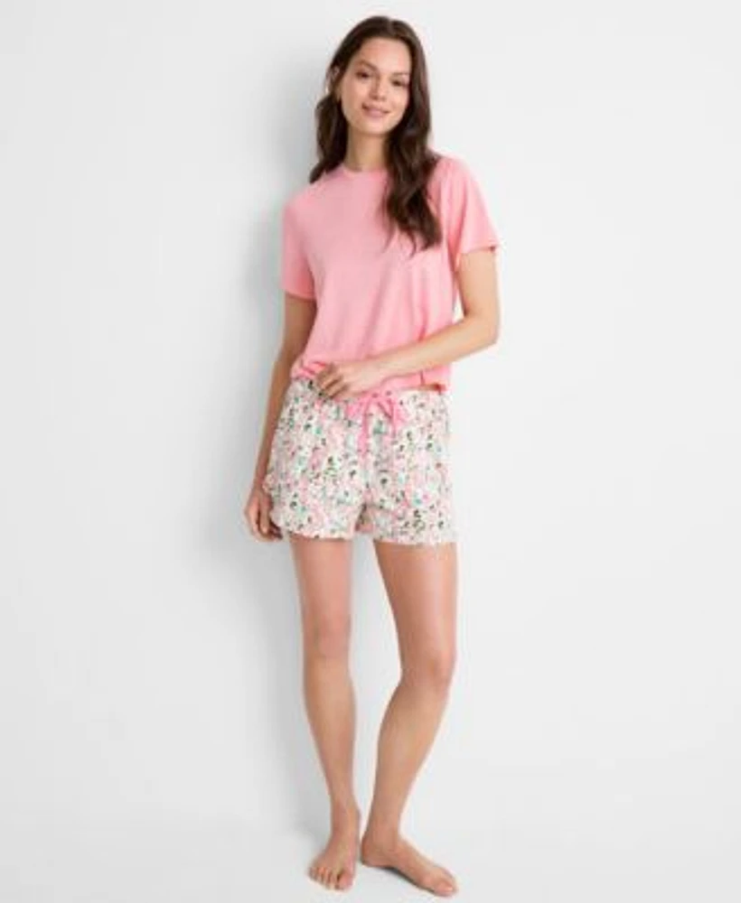 State Of Day Womens Short Sleeve Tee Drawstring Floral Shorts Exclusively At Macys