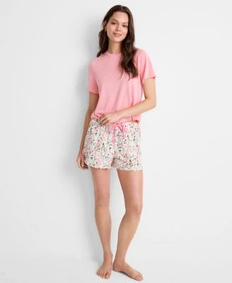 State Of Day Womens Short Sleeve Tee Drawstring Floral Shorts Exclusively At Macys