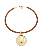 Robert Lee Morris Soho Gold Dome Pendant Leather Wire Necklace