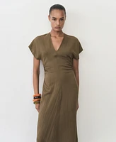 Mango Women's Draped Details Lyocell-Blend Dress