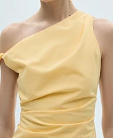 Mango Women's Draped Asymmetrical Midi Dress