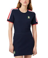 Lacoste Usa Women's Striped Sleeve Logo T-Shirt