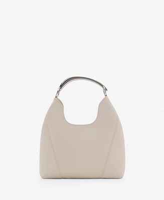 Mango Women's Metal Handle Leather Shoulder Bag