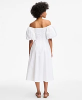 On 34th Women's Off-The-Shoulder Puff-Sleeve Midi Dress, Exclusively at Macy's