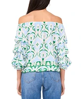 Vince Camuto Women's Printed Bubble-Sleeve Top