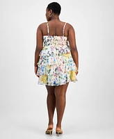 B Darlin Trendy Plus Tiered Floral Chiffon Dress
