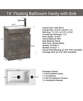 16" Wall-Mounted Floating Bathroom Vanity with Sink and Soft Close Doors