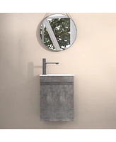16" Wall-Mounted Floating Bathroom Vanity with Sink and Soft Close Doors