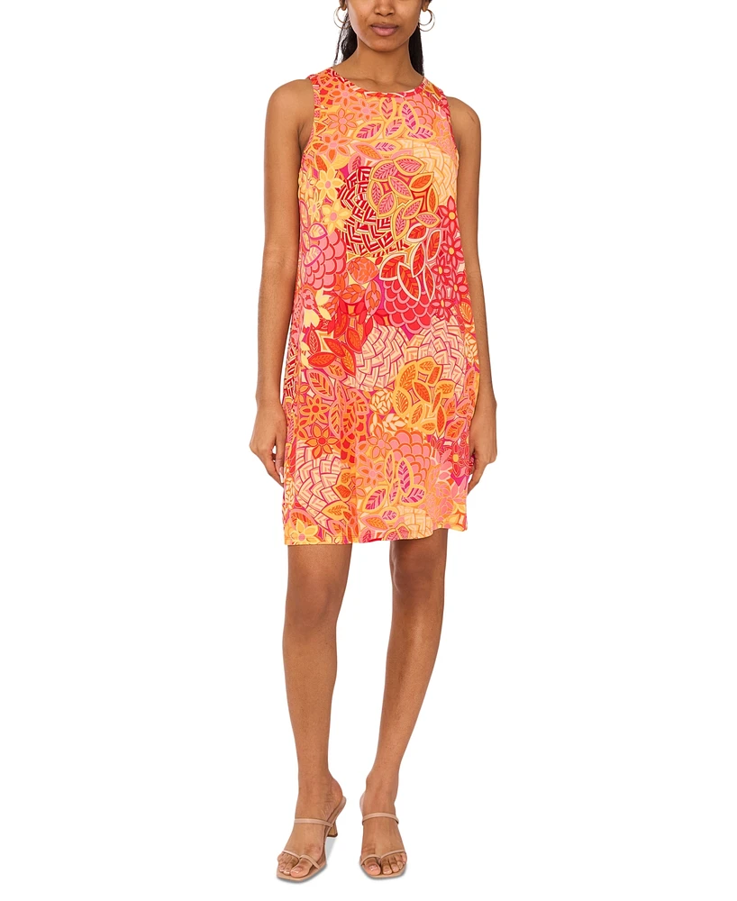 Msk Women's Printed Jersey Sleeveless Swing Dress