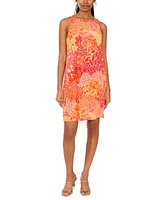 Msk Women's Printed Jersey Sleeveless Swing Dress
