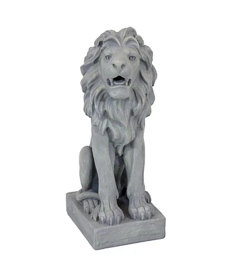 Noble Beast 30-Inch Concrete Sitting Lion Outdoor Statue - For Patio, Lawn or Front Porch
