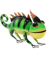 Greg and Gary 8.5-Inch Iron Sheet Chameleon Metal Statues - Set of 2 - Indoor/Outdoor Use - Green