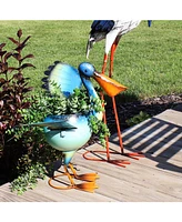 Pierre the Pelican 20.75-Inch Iron Garden Statue with Built-In Planter - Includes 2 Ground Stakes