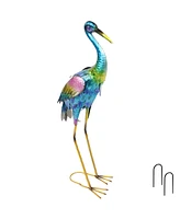29-Inch Outdoor Metal Crane Statue - Yard Art, Lawn and Garden Sculpture Decor - Powder-Coated Paint Finish - 2 Statues