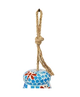 Spring Flowers Wind Bell - Mosaic Glass Wind Chime Bell for the Patio, Deck, or Porch - 7"