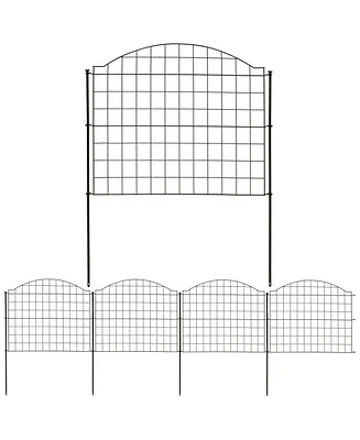 Arched Grid 12.5' Set of 5 Decorative Garden Fence Panels - Steel Border Fencing - 28" W x 25.5" H Per Panel - Black