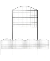 Arched Grid 12.5' Set of 5 Decorative Garden Fence Panels - Steel Border Fencing - 28" W x 25.5" H Per Panel - Black