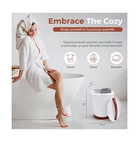 SereneLife Bucket Towel Warmer, 12L, Adjustable Timer, Auto Shut-Off, Cherry