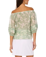Vince Camuto Women's Printed Off-the-Shoulder Pleated Top