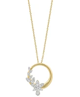 Effy Diamond Vine & Polished Circle Pendant Necklace (1/3 ct. t.w.) in 14k Gold