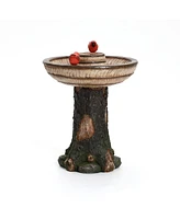 LuxenHome Brown Old Man in Tree 23.4-Inch Tall Resin Birdbath