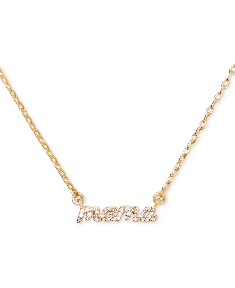 kate spade new york Gold-Tone Mama Said Pave Pendant Necklace, 16" + 3" extender