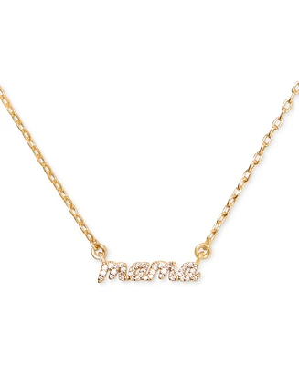 kate spade new york Gold-Tone Mama Said Pave Pendant Necklace, 16" + 3" extender