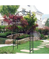 Metal Garden Arch with black powder coated 3.6ft Length x 1.47ft Width x 7.5ft Height Climbing Plants Support Arch Outdoor Black Garden Arbors