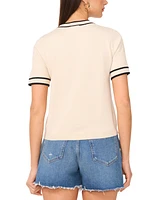 Vince Camuto Women's Striped-Edge Short-Sleeve Sweater