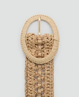 Mango Women's Natural Fiber Buckle Belt