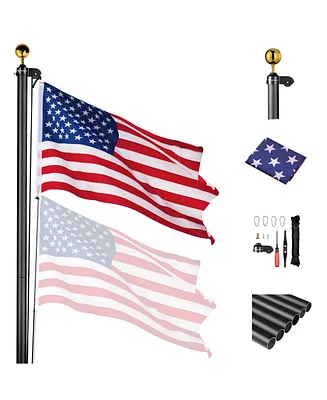 Yescom Bravery 30ft 13 Gauge Sectional Flag Pole Kit Aluminum for Outside House Inground Yard Garden Residential