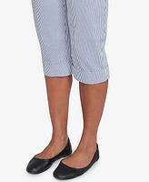 Alfred Dunner Women's Land of The Free Striped Cuffed Clamdigger Pants