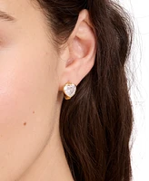 Kate Spade New York Gold-Tone Small Cubic Zirconia Heart Huggie Hoop Earrings, 0.51"