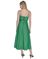 Vince Camuto Women's Cotton Belted Foldover-Neck Midi Dress