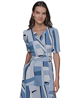 Karl Lagerfeld Paris Women's Geometric-Print A-Line Dress