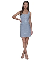 Karl Lagerfeld Paris Women's Sequinned Tweed Sheath Dress