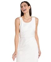 R & M Richards Women's Wavy Jacquard Flounce-Hem Dress